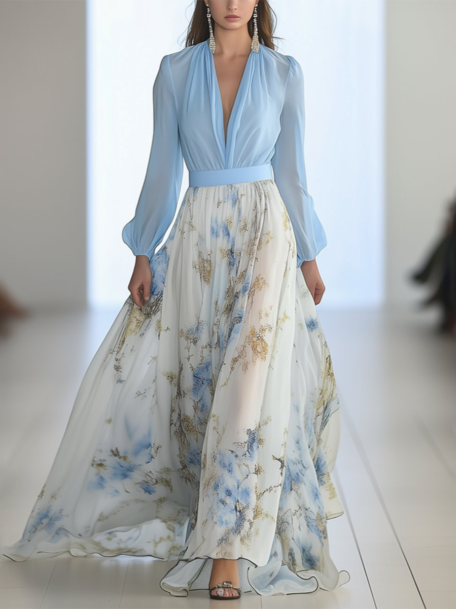 Dolores - Long Dress with Floral Pattern