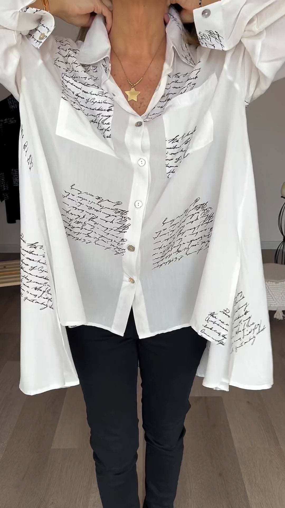 Tiemona – Script Button-Up Shirt