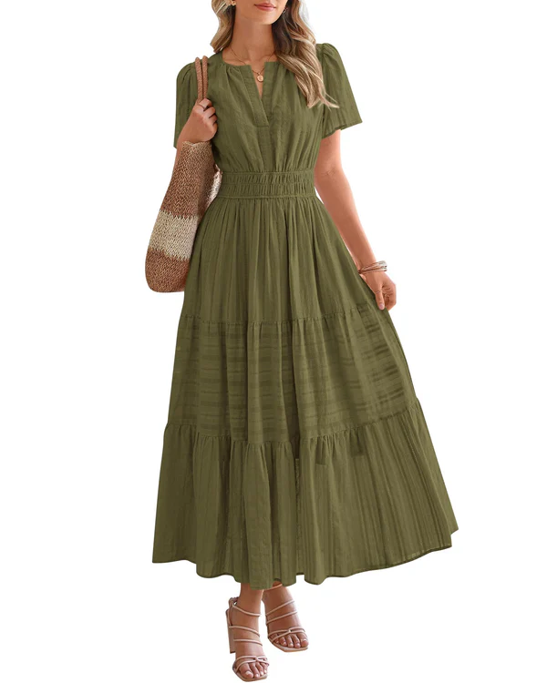 Smocked Waist Tiered Maxi Dress
