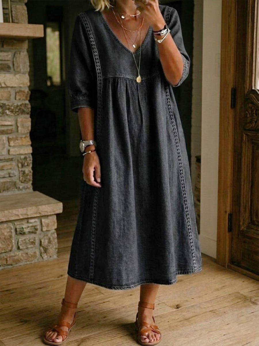 Casual Loose Fit Vintage Denim Dress